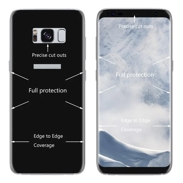 HAT PRINCE 0.26mm 9H Complete Coverage Tempered Glass Front + Back Screen Protector (3D Arc Edge) for Samsung Galaxy S8 SM-G950 - Black