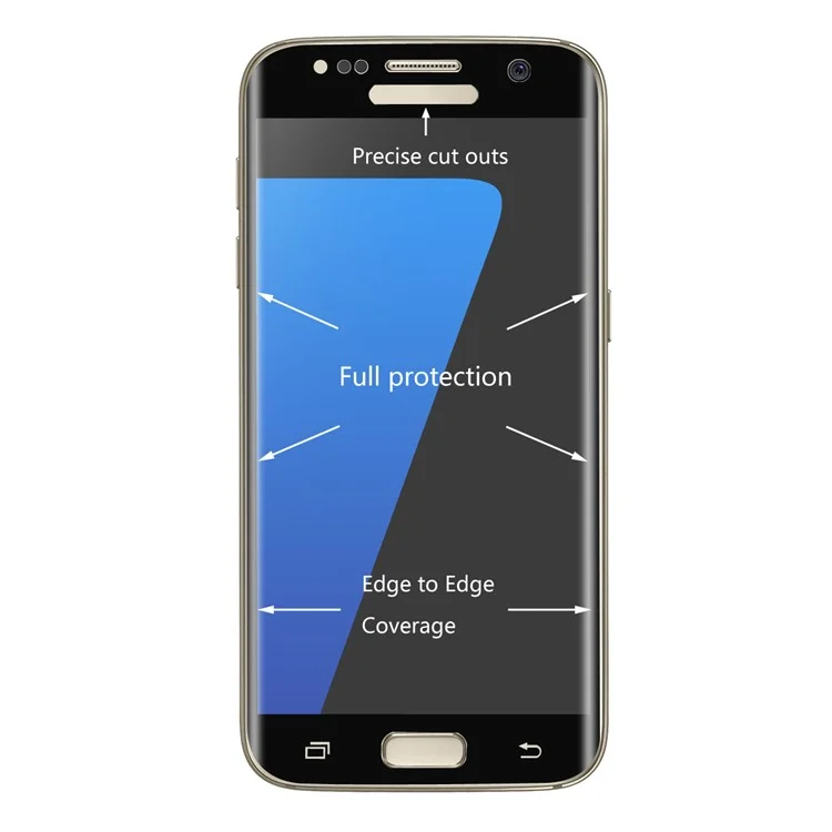 5Pcs HAT PRINCE 0.26mm 9H Full Size Tempered Glass Screen Protector (2.5D Arc Edge) for Samsung Galaxy S7 SM-G930 - Black