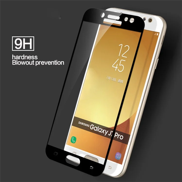 MOFI 9H Anti-burst 2.5D Arc Edge Full Size Tempered Glass Screen Protective Film for Samsung Galaxy J7 Pro - Black