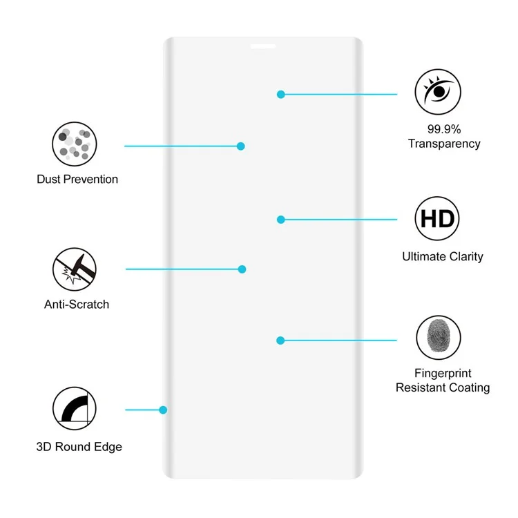 HAT PRINCE для Samsung Galaxy Note 8 0,26 мм 3D Full Size Tempered Glass Screen Protector Guard - прозрачный