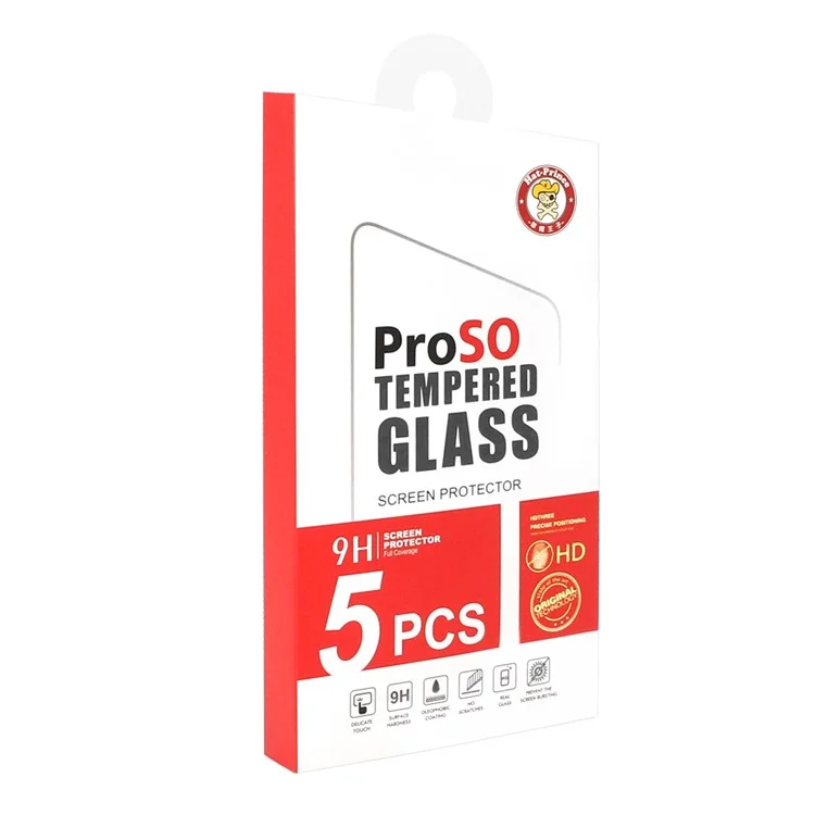 HAT PRINCE 5Pcs for iPhone Xs / X 5.8-inch 3D Curved Carbon Fiber Edges Full Size Tempered Glass Screen Protectors 0.2mm - Black