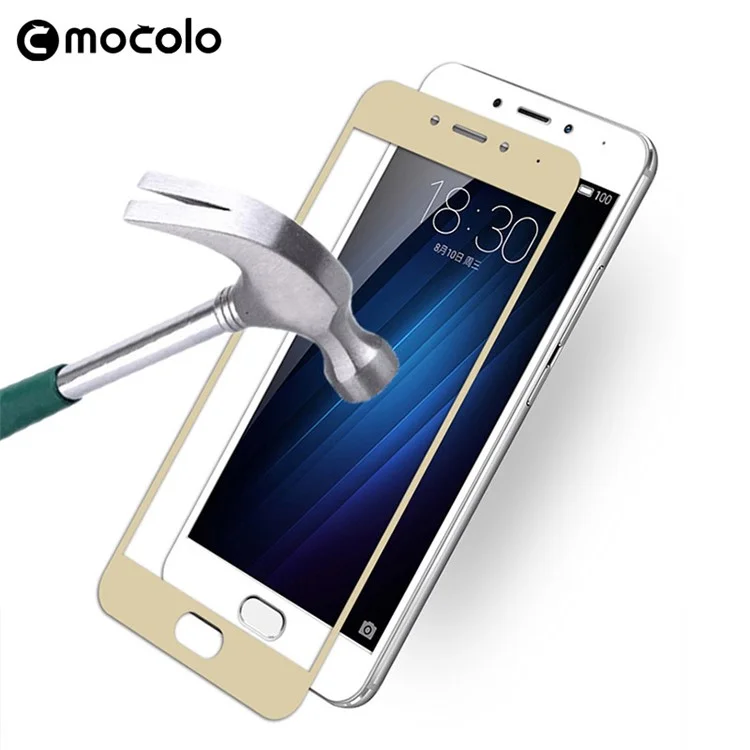 MOCOLO Silk Print Arc Edge Complete Coverage Tempered Glass Screen Film for Meizu A5 - Gold