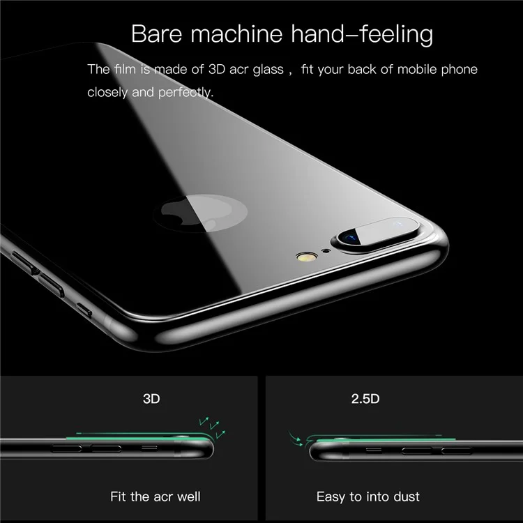 BASEUS Matte 0.33mm 3D Full Glue Tempered Glass Back Protector for iPhone 7 4.7 inch - Black