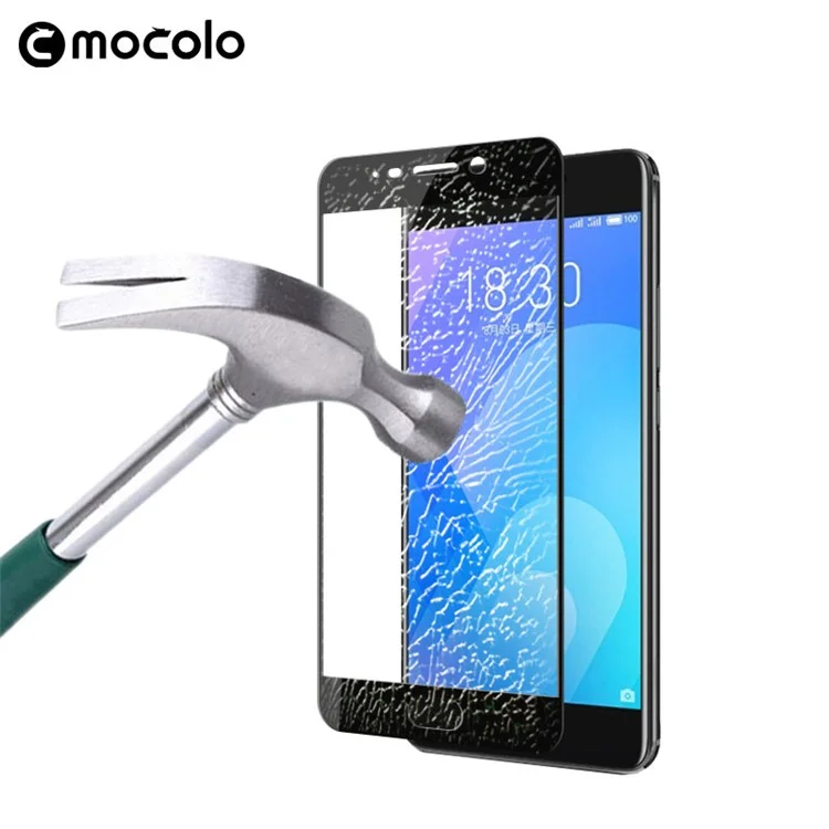 MOCOLO Silk Print Arc Edge Full Coverage Tempered Glass Screen Protector Film for Meizu M6 Note -  Black