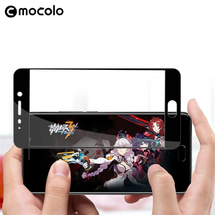 MOCOLO Silk Print Arc Edge Full Coverage Tempered Glass Screen Protector Film for Meizu M6 Note -  Black