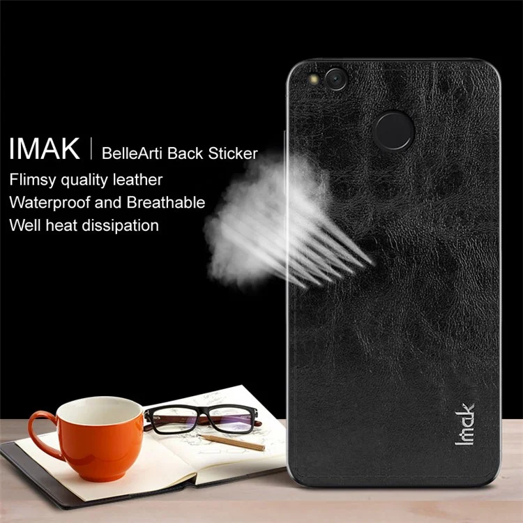 IMAK BelleArti Back Sticker Filmy Leather Decal for Xiaomi Redmi 4X - Black
