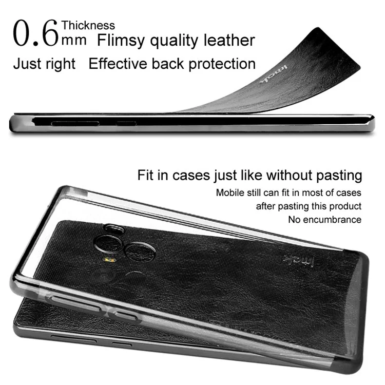 IMAK BelleArti Back Sticker Filmy Leather Decal for Xiaomi Redmi 4X - Black