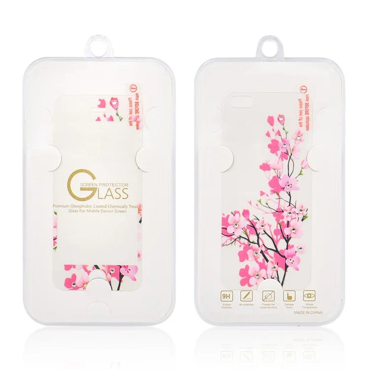 For iPhone SE 5s 5 Embossing Front + Back Tempered Glass Protector Films - Red Apricot