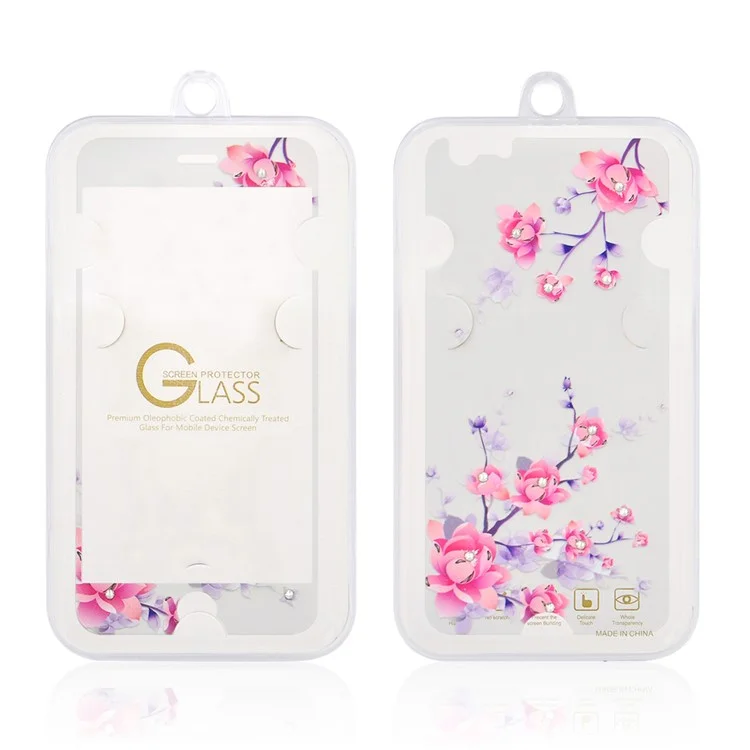 Embossing Front + Back Tempered Glass Films for iPhone 6s Plus / 6 Plus - Plum Blossom