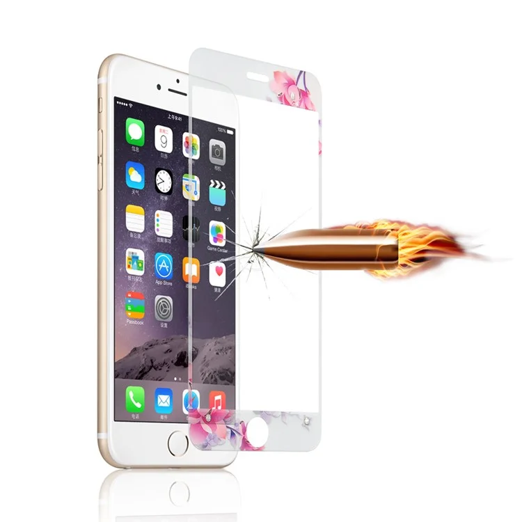 Embossing Front + Back Tempered Glass Films for iPhone 6s Plus / 6 Plus - Plum Blossom