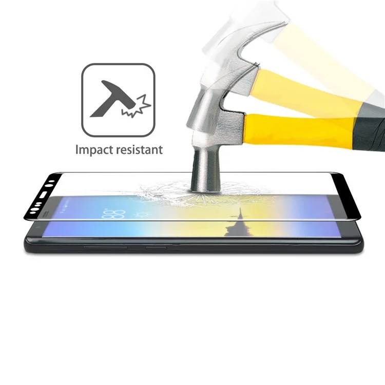 ANGIBABE 0.3mm Full Size Curved Silk Print Mobile Tempered Glass Protector for Samsung Galaxy Note 8 SM-N950 - Black