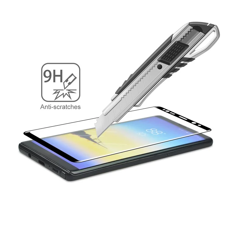 ANGIBABE 0.3mm Full Size Curved Silk Print Mobile Tempered Glass Protector for Samsung Galaxy Note 8 SM-N950 - Black