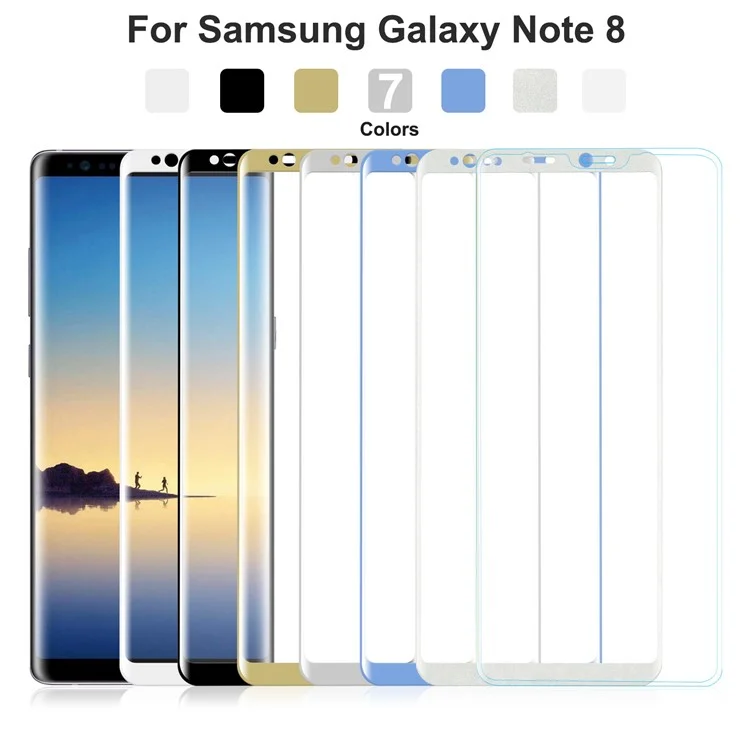 ANGIBABE 0.3mm Full Size Curved Silk Print Mobile Tempered Glass Protector for Samsung Galaxy Note 8 SM-N950 - Black