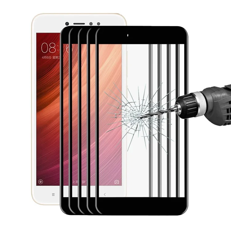 5Pcs/Set HAT PRINCE 0.2mm 3D Carbon Fiber Soft Edge Full Tempered Glass Screen Protector for Xiaomi Redmi Note 5A / Redmi Note 5A Prime - Black