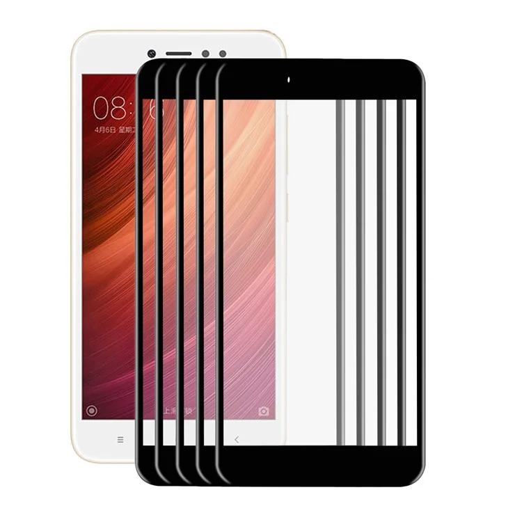 5Pcs/Set HAT PRINCE 0.2mm 3D Carbon Fiber Soft Edge Full Tempered Glass Screen Protector for Xiaomi Redmi Note 5A / Redmi Note 5A Prime - Black