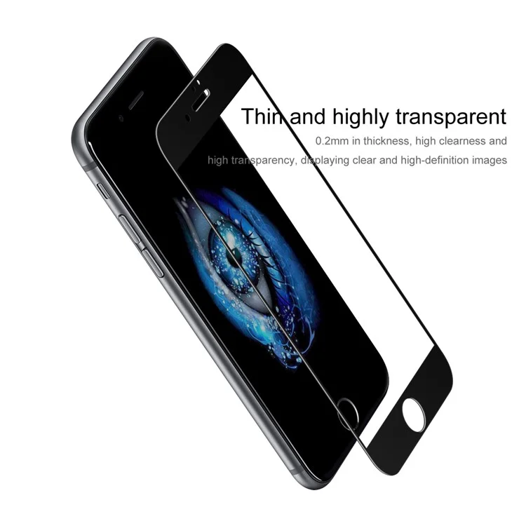 BASEUS 0.2mm Full Glue Tempered Glass Screen Protector for iPhone 8/7 Silk Print Full Size - Black