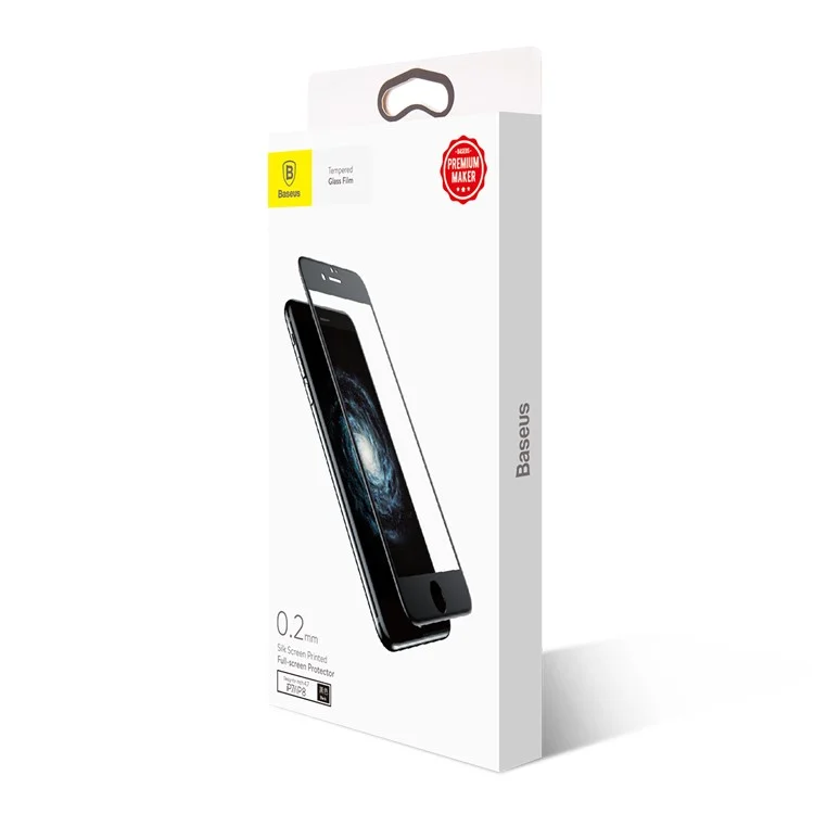 BASEUS 0.2mm Full Glue Tempered Glass Screen Protector for iPhone 8/7 Silk Print Full Size - Black