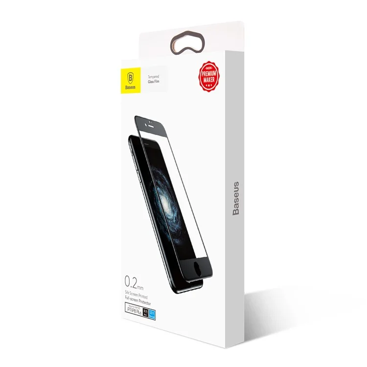 BASEUS 0.2mm Full Glue Anti-blue-ray Tempered Glass Screen Protector for iPhone 8 Plus / 7 Plus Silk Print Full Size - Black