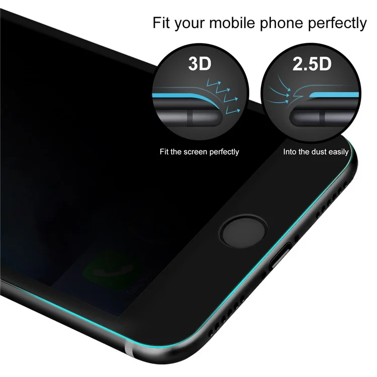 BASEUS Anti-spy Soft PET Full Size Full Glue Tempered Glass Screen Protector for iPhone 8 / 7 4.7 inch - Black