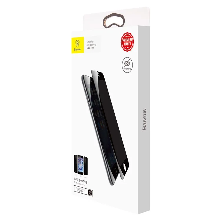 BASEUS Anti-spy Soft PET Full Size Full Glue Tempered Glass Screen Protector for iPhone 8 / 7 4.7 inch - Black