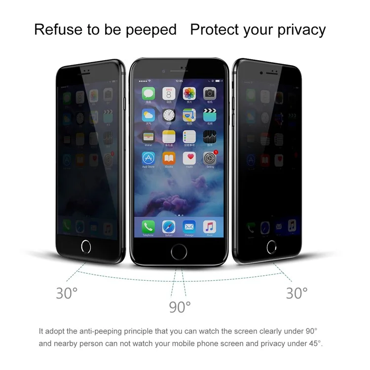 BASEUS Anti-spy Soft PET Full Glue Full Size Tempered Glass Screen Protector for iPhone 8 Plus / 7 Plus 5.5 inch - Black