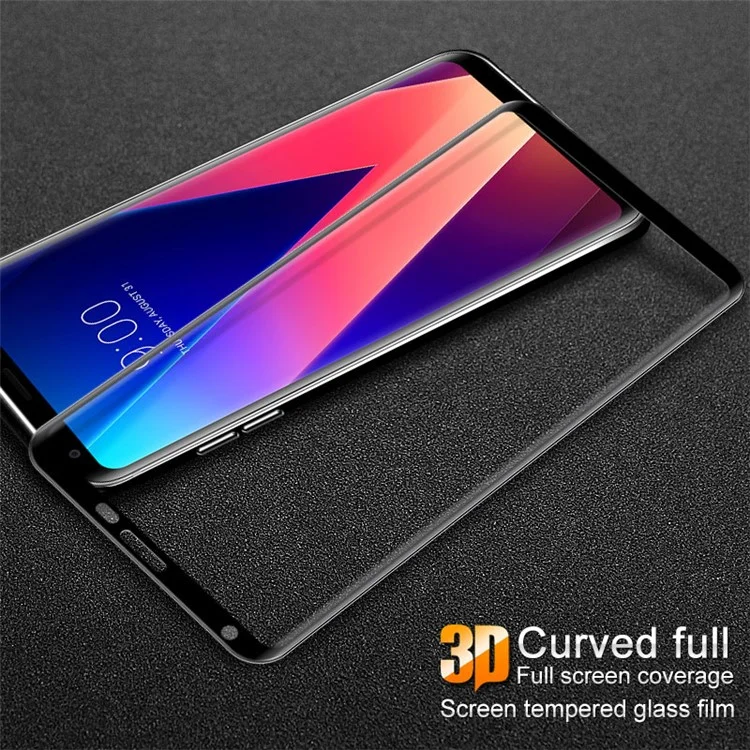 IMAK 3D Curved Full Screen Coverage Tempered Glass Guard Film for LG V30 - Black