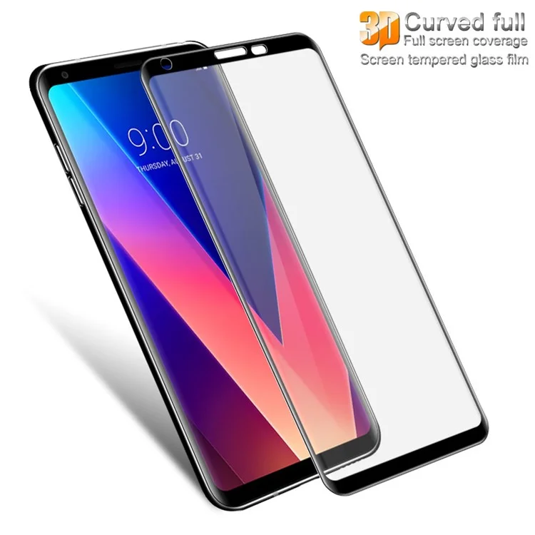 IMAK 3D Curved Full Screen Coverage Tempered Glass Guard Film for LG V30 - Black