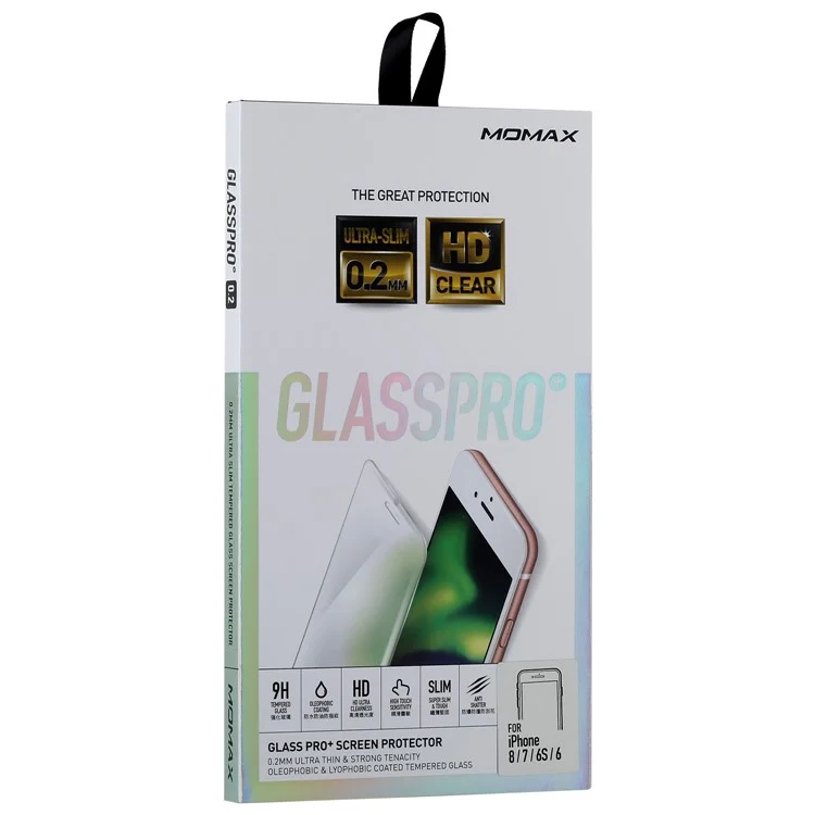 MOMAX 9H 0.3mm Tempered Glass Screen Guard Film for iPhone 8 Plus/7 Plus/6s Plus/6 Plus