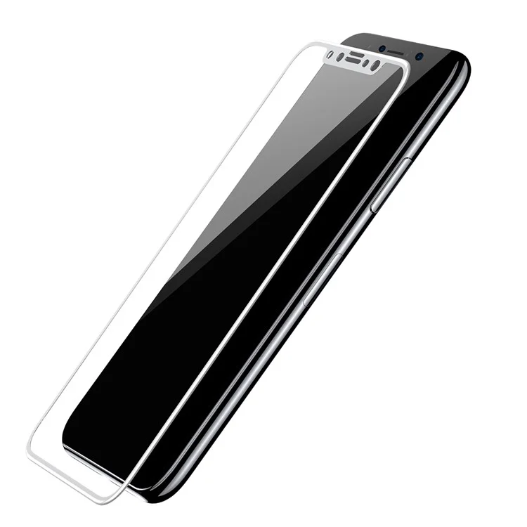 BASEUS 0.2mm Full Glue Tempered Glass Screen Protector Film for iPhone X Silk Print Full Size - White