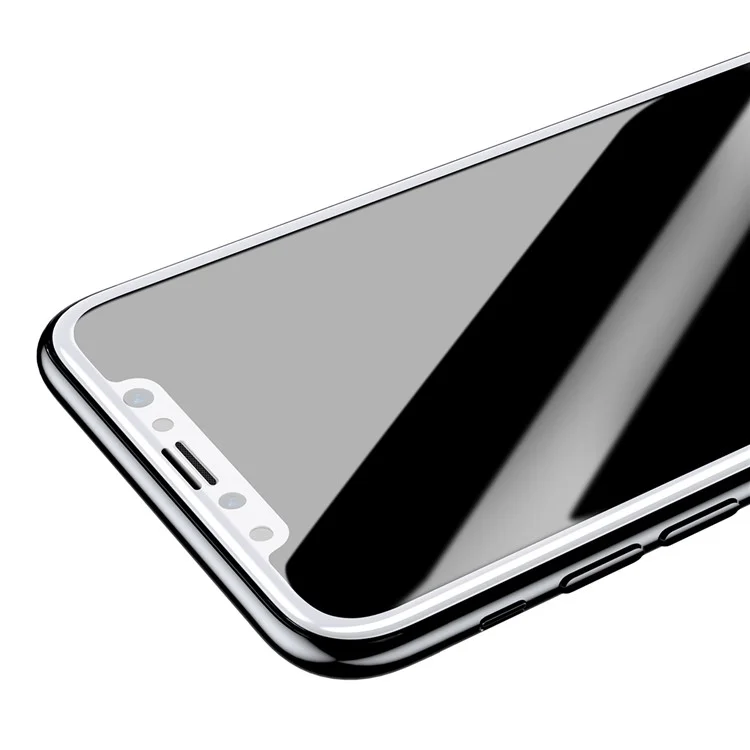 BASEUS 0.2mm Full Glue Tempered Glass Screen Protector Film for iPhone X Silk Print Full Size - White