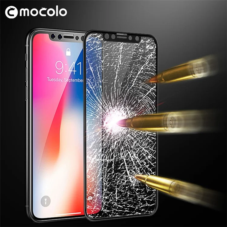 MOCOLO Soft Edge Full Coverage Full Glue Tempered Glass Screen Protector for iPhone X - Black