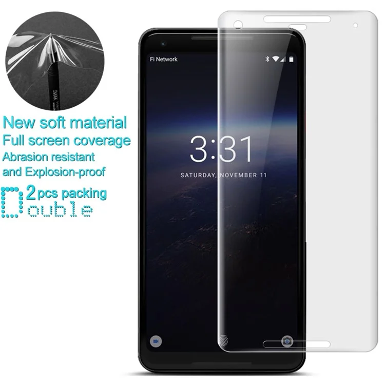 2Pcs IMAK Explosion-proof Soft 3D Curved Full Coverage Screen Protector Film for Google Pixel 2 XL