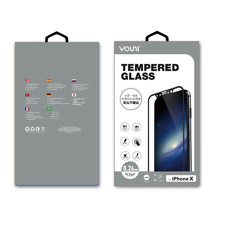 VOUNI for iPhone X 5.8-inch Steel Anti-crush Complete Covering Tempered Glass Screen Protector 0.26mm