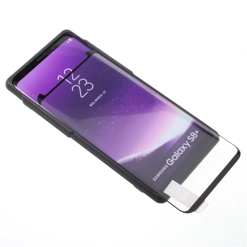 RURIHAI for Samsung Galaxy S8 SM-G950 3D Curved Full Glue Full Tempered Glass Screen Protector Film + Screen Protector Pushing Plate - Black