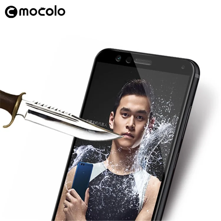 MOCOLO Silk Print Arc Edge Full Coverage Tempered Glass Screen Guard Film for Huawei Honor 7X -  Black