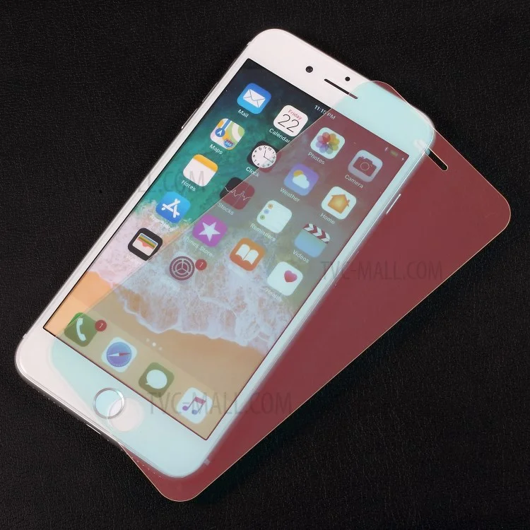 Mirror Effect Full Size Tempered Glass Screen Film for iPhone 8 / 7 - Red
