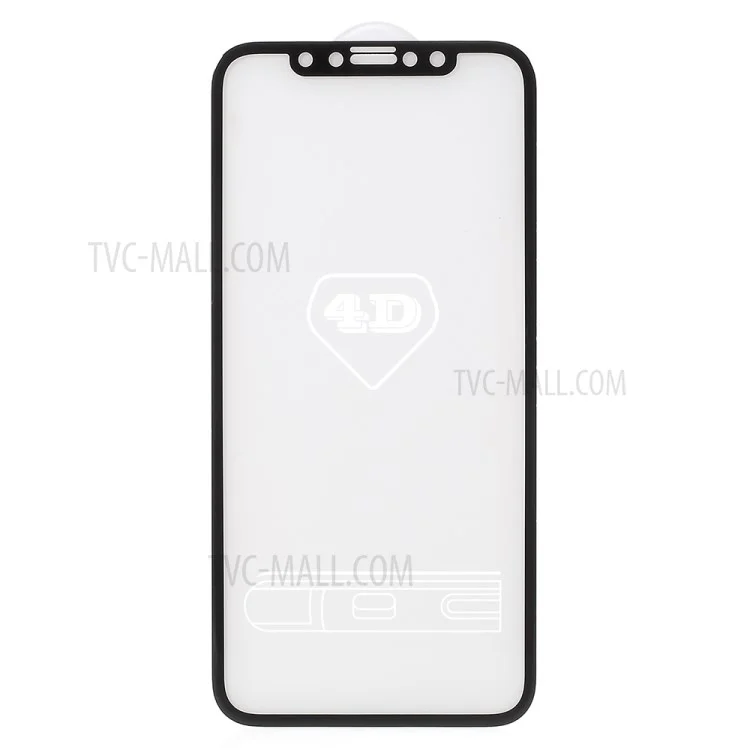 4D Curved Complete Covering Termed Glass Screen Film Para Iphone (2019) 5.8 " / xs / X - Preto