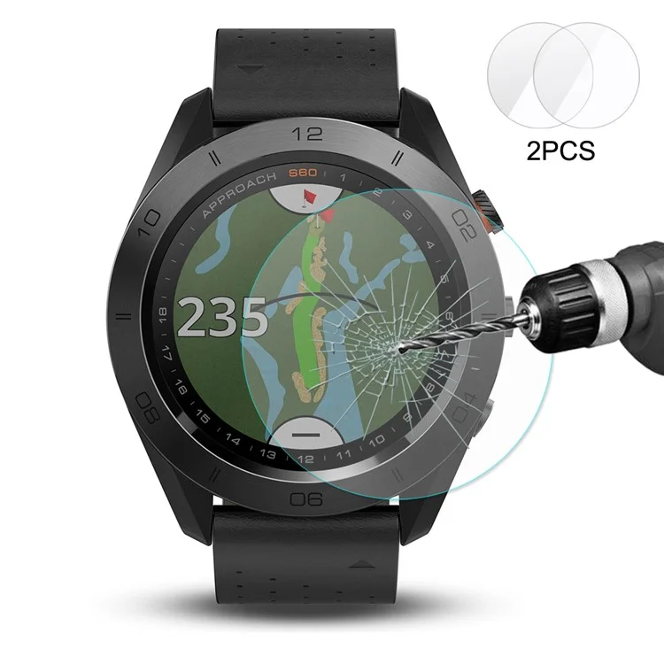 2PCS HAT PRINCE Tempered Glass Screen Protector Film 2.15D 0.2mm 9H Arc Edge for Garmin Approach S60