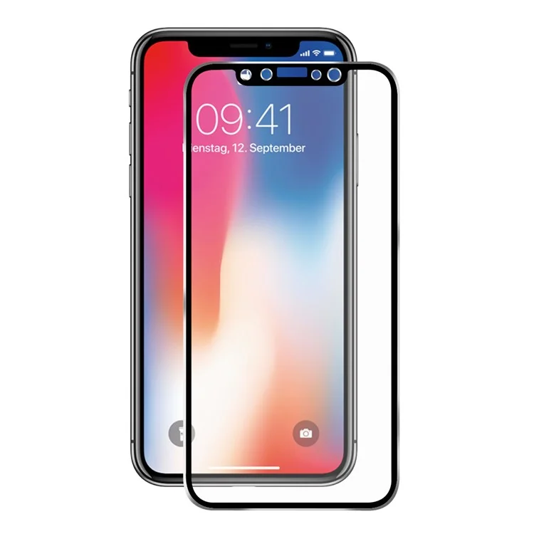 HAT PRINCE for iPhone Xs / X 0.2mm 3D Full Screen Front + Back Aluminum Alloy Edge Tempered Glass Protectors Guard - Black