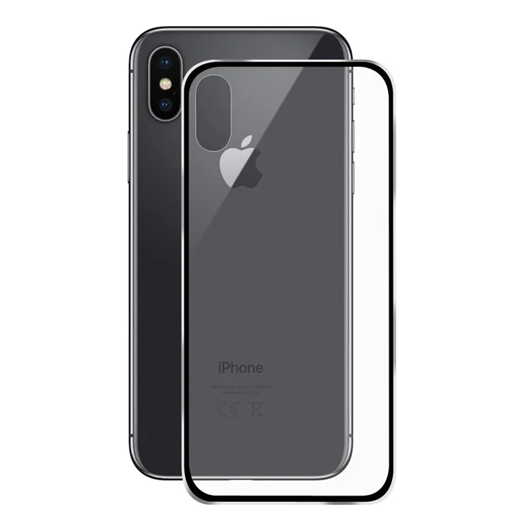 HAT PRINCE for iPhone Xs / X 0.2mm 3D Full Screen Front + Back Aluminum Alloy Edge Tempered Glass Protectors Guard - Black