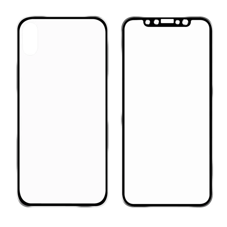 HAT PRINCE for iPhone Xs / X 0.2mm 3D Full Screen Front + Back Aluminum Alloy Edge Tempered Glass Protectors Guard - Black