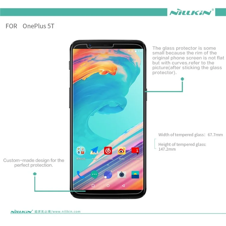 NILLKIN Amazing H for OnePlus 5T 9H 0.33mm Tempered Glass Screen Protector Anti-Explosion
