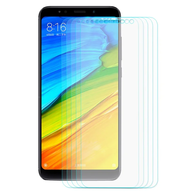 5PCS/Set HAT PRINCE for  Xiaomi Redmi Note 5 (12MP Rear Camera) / Redmi 5 Plus (China) 0.26mm 9H 2.5D Tempered Glass Screen Protector Guard Film