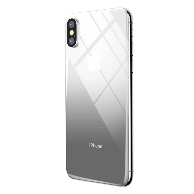 BASEUS Gradient Color Full Glue Tempered Glass Back Protector for iPhone X - Black