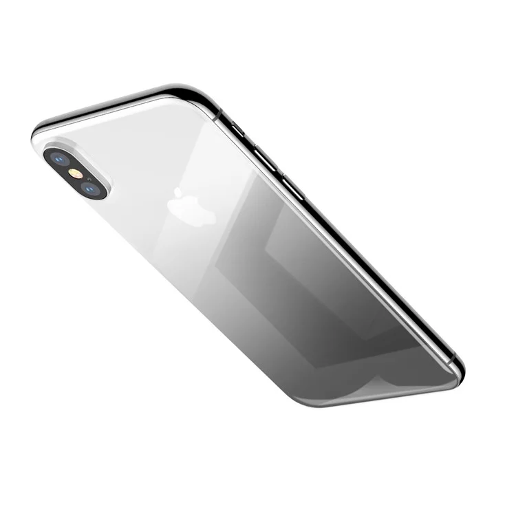 BASEUS Gradient Color Full Glue Tempered Glass Back Protector for iPhone X - Black