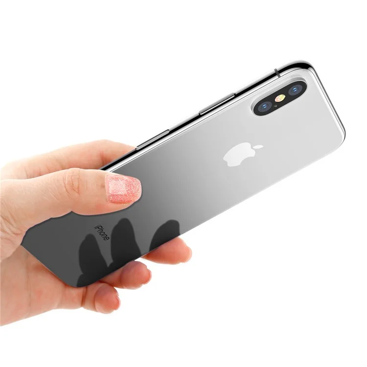 BASEUS Gradient Color Full Glue Tempered Glass Back Protector for iPhone X - Black