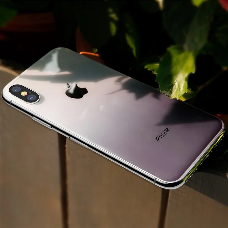 BASEUS Gradient Color Full Glue Tempered Glass Back Protector for iPhone X - Black