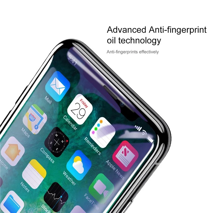BASEUS Anti-blue-ray 0.3mm Silk Print Full Glue Tempered Glass Full Screen Protector for iPhone X/10