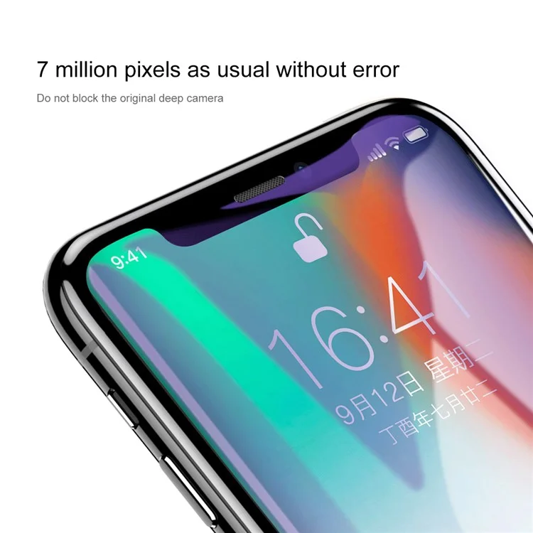 BASEUS Anti-blue-ray 0.3mm Silk Print Full Glue Tempered Glass Full Screen Protector for iPhone X/10