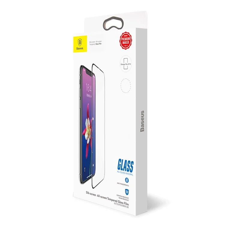 BASEUS Anti-blue-ray 0.3mm Silk Print Full Glue Tempered Glass Full Screen Protector for iPhone X/10